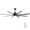 76 Inch Ceiling Fan With 18W Dimmable LED Light Smart Remote Control 8 Solid Wood Blades Black