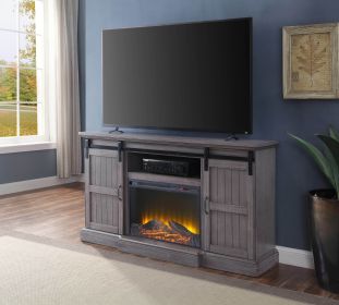ACME Admon TV Stand w/Fireplace, Gray Oak 91618