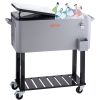 VEVOR Rolling Ice Chest Cooler Cart 80 Quart, Portable Bar Drink Cooler, Beverage Bar Stand Up Cooler with Wheels, Bottle Opener, Handles for Patio