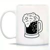 1pc Beer Lovers Ceramic Mug – 11oz White Coffee Cup with Fun Beer Bubble Design, Perfect Gift for Birthdays, Holidays