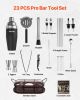 Cocktail Shaker Set 23 Pcs Bartender Kit Stainless Steel Bar Tool Set Silver