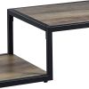 Rustic Oak and Black TV Stand with 3 Shelves