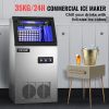 VEVOR 110V Commercial Ice Maker 120LBS/24H with 22LBs Storage Ice Maker Machine Stainless Steel Portable Automatic Ice Machine with Scoop and Connecti