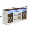 LED Farmhouse Style TV Stand for 65/70/75 inch TV with Outlet, Tall Body Media Entertainment Center Console