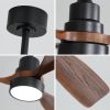 48 Inch Low Profile Ceiling Fan DC 3 Solid Wood Fan Blade Noiseless Reversible Motor Remote Control With Light