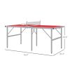 Soozier Foldable Ping Pong Table Set with Net Paddles Balls for Indoor Outdoor Red