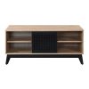 Oak and Espresso TV Stand with Open Shelving