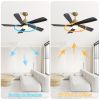 52 Inch Modern Ceiling Fan With Dimmable LED Light 5 Solid Wood Blades Smart Remote Control Reversible DC Motor Ceiling Fan