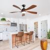 52 Inch Modern Ceiling Fan With 3 Color Dimmable Light 5 ABS Blades Smart Remote Control Reversible DC Motor For Bedroom