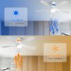 52 Inch Modern Ceiling Fan With 3 Color Dimmable Light 5 ABS Blades Smart Remote Control Reversible DC Motor White For Indoor