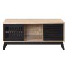 Oak and Espresso TV Stand with Open Shelving