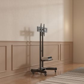 FANCO Universal Swivel TV Stand for 32–80 inch TVs, Height Adjustable Table Top TV Stand Mount with Tilt, Max VESA 600x400mm (Black) (Color: as Pic)
