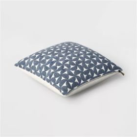 Velvet Jacquard Geo Square Throw Pillow (Color: Blue/Ivory)