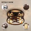 18inch Caged Ceiling Fan with Lights Remote Control for APP (Note:No warranty on bulbs)